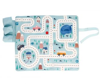 Manta de circuito con coches azul