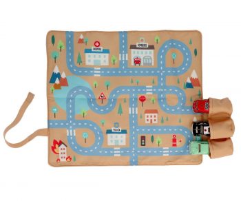 Manta de circuito con coches mostaza