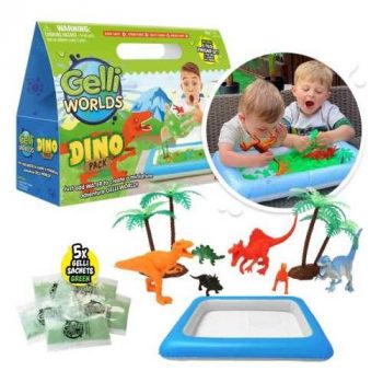 Pack bandeja sensorial gelly hinchable dino