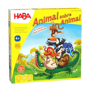 juego de equilibrio infantil animal sobre animal haba con figuras de madera apiladas
