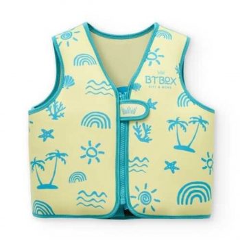 chaleco flotador infantil btbox neon palm neopreno piscina niños estampado tropical