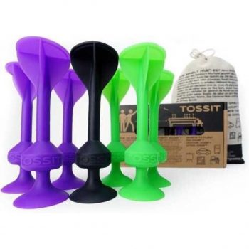 juego dardos silicona Tossit verde fluor y morado con ventosa para niños