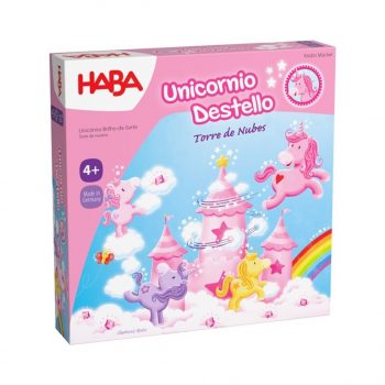 juego cooperativo infantil unicornio destello torre de nubes haba con unicornios y nubes apiladas