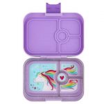 fiambrera infantil Yumbox Panino unicornio lavanda con compartimentos para niños