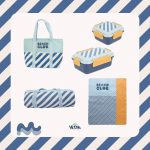 Pack playa rosa Monnëka stripes con bolso manta y tupper bento