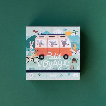 Puzzle Petit Voyage Londji de 24 piezas en su caja