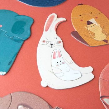 Puzzle MAMA para niños de 2 años con animales y crías