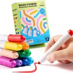 Rotuladores extra lavables Wash Power Jarmelo de 12 colores con punta cónica gruesa y tinta lavable para niños.