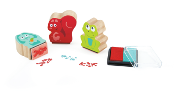 Sellos infantiles de animales Hape con almohadilla de tinta