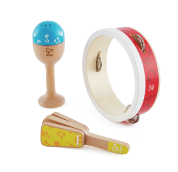 Set de percusión infantil Hape con tres instrumentos