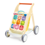 Andador evolutivo 3 en 1 de madera Hape Grow-with-Me con panel de actividades de colores