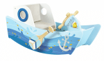 Detalle del diseño marinero del barco mecedor infantil Hape E1214