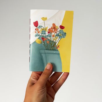 Portada ilustrada de la libreta cosida a mano Bolsillo con flores de Nazaret Moreno