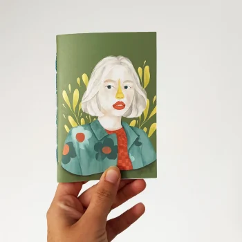 Portada ilustrada de la libreta cosida a mano Cicatrices de Nazaret Moreno