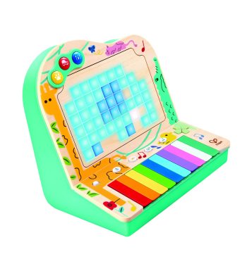Piano interactivo Dynamic Pixel Piano Arcade de Hape con teclado de colores y pantalla luminosa de píxeles.