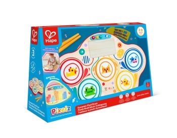 Caja del tambor interactivo Dynamic Pixel Drum de Hape con sus juegos musicales y luces