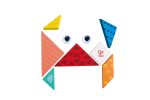 Tangram Mini Hape con piezas geométricas de colores y pegatinas de ojos